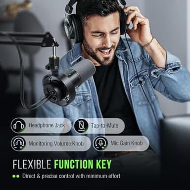 FIFINE Dynamic Microphone, XLR/USB Podcast Recording PC Microphone for Vocal Voice-Over Streaming, Studio Metal Mic with Mute, Headphone Jack, Monitoring Volume Control, Windscreen-Amplitank K688 - Image 8