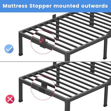 MAF 14 Inch Twin XL Metal Platform Bed Frames with Round Corner Legs, 3000 LBS Heavy Duty Steel Slats Support, Noise Free, No Box Spring Needed, Easy Assembly - Image 8