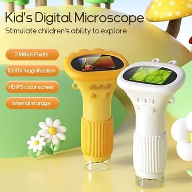 Minilabbies Microscope, 200X Zoom Mini Labbies Microscope with 2'' Inch Screen, Digital Microscope for Kids, Portable Handheld Microscope for Kids 8-12, Pocket Handheld Microscope Camera (Yellow) - Image 3