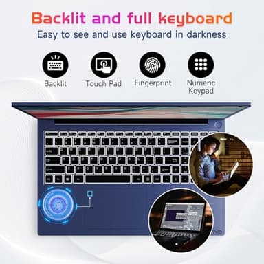 NIMO 17.3 FHD-Laptop, Intel 6-Cores i3-1215U 32GB RAM 1TB SSD (Beat i5-1135G7, Up to 4.4GHz) 65W Type-C Fingerprint Backlit Keyboard IPS Business Computer, Wi-Fi 6 Win 11 (Renewed) - Image 4