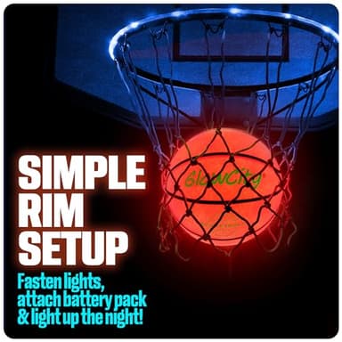 GlowCity LED Basketball with Rim Light Set - Light-Up Basketball, Remote-Controlled 16-Color Rim Light & Pump, Gift for Kids & Teens Ages 8-13, Size 7 - Image 7