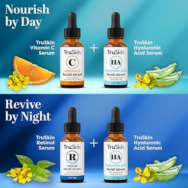 TruSkin Face Serum Trio – Hyaluronic Acid, Vitamin C & Retinol Serum for Face – Anti Aging Skin Care Set for Women – Skincare for Bright, Smooth, Hydrated & Firmer-Looking Skin, 1 fl oz, 3 Bottles - Image 4