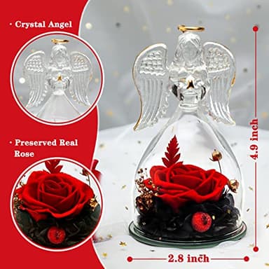 ANWEAO Mothers Day Flowers Gifts for Mom,Preserved Flower Rose in Glass Angel Figurines,Angel Gifts for Women Grandma Wife Sister,Angel Rose Birthday Gifts for Women Mom Wife - Image 6