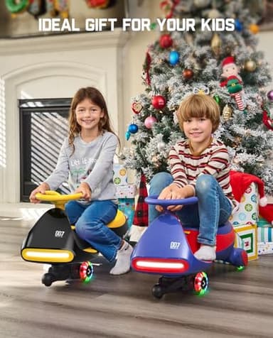 FanttikRide N7 Classic Electric Wiggle Car with Pedal, Rechargeable Battery, Ride on Toys, Swing Car, 2 Speeds, Anti-Rollover, Flashing Light Wheels, Bluetooth, for Ages 3 and Up, 150 Lbs, Yellow - Image 9