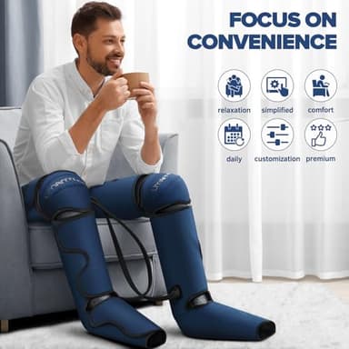 Air Compression Leg Massager with Heat - Ideal Christmas, Mother's Day and Father's Day Gifts for Men, Women, Dad, Mom - Relieves Foot and Knee Pain, Eases Varicose Veins, Cramps, Swelling and Edema - Image 5