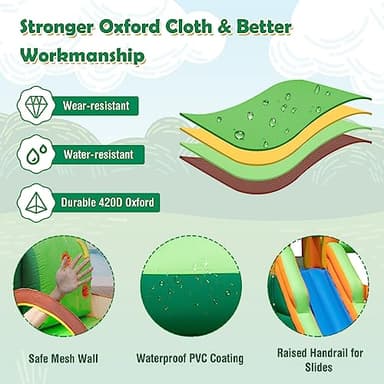 BOUNTECH Inflatable Water Slide, Jungle Kids Water Park Jump Castle with Long Slide, Splash Pool, Water Slides Inflatables for Kids, Blow up Backyard Party Outdoor Water Slide Bounce House with Blower - Image 7