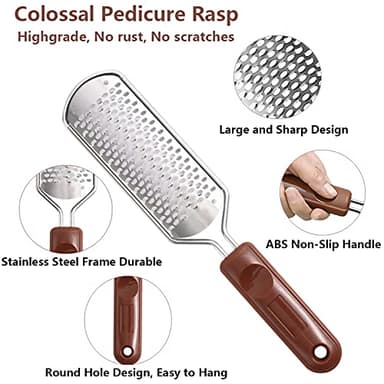 Colossal Foot Rasp & Wood Handle Callus Shaver (10 Replacement & 1 File Foot Heads), Pedicure Foot File Kit, Heel Scraper for Feet, Foot File Callus Remover - Image 2