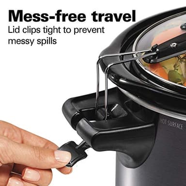 Hamilton Beach Portable 6 Quart Set & Forget Digital Programmable Slow Cooker with Lid Lock, Temperature Probe, Dishwasher Safe Crock & Lid, Black Stainless (33866) - Image 5