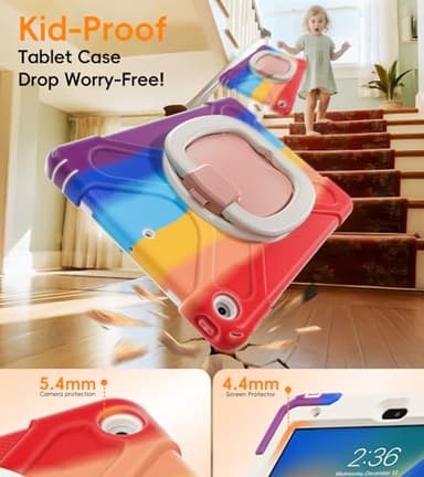 BATYUE for iPad 9th/ 8th/ 7th Generation Case (iPad 10.2 inch Rugged Case 2021/2020/2019) with Screen Protector, Rotating Stand/Pencil Holder/Carrying Shoulder Strap (Colourful Red) - Image 3
