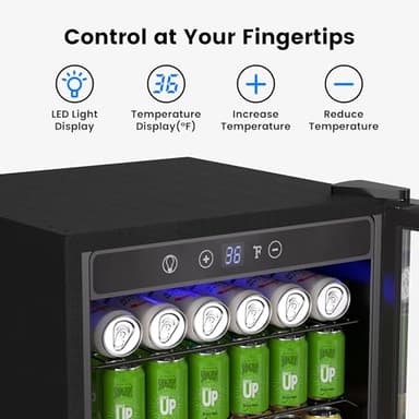 Feelfunn 4.5 Cu.Ft Beverage Refrigerator Cooler - 145 Can Mini Fridge Glass Door for Soda Beer Wine, Small Refrigerator for Bedroom Office Home Bar, 4 Adjustable Shelves, Silver - Image 4