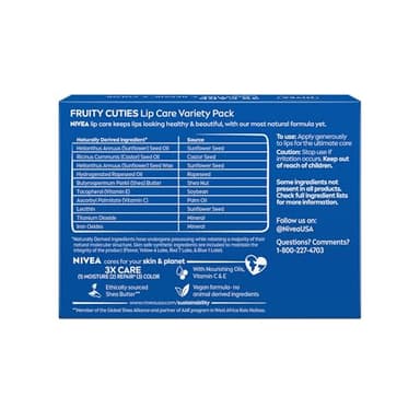 NIVEA Lip Care, Fruity Tinted Lip Balm Variety Pack, Cherry, Strawberry, Blackberry and Watermelon Flavors, 3-in-1 Moisture, Repair and Color, 0.17 Oz Stick, Pack of 4 - Image 13