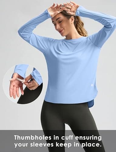 Women's Sun Shirts UPF 50+ Long Sleeve UV Protection Shirt Lightweight Quick Dry Workout Hiking Tops for Women(Haze Blue,L) - Image 4