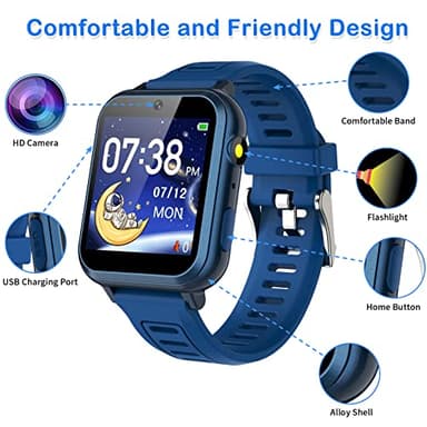 Phyulls Smart Watch for Kids with 39 Games Alarm Clock, Touchscreen, Calendaring Camera Music Player Time Display Video & Audio Recording, Toys for 3-12 Years Old Boys - Image 2
