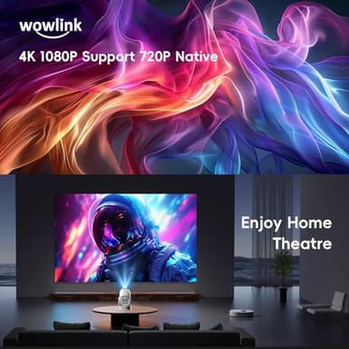 [Built-in Apps & 2025 Upgraded] Mini Projector with WiFi 6 and Bluetooth 5.4 Support 4K 1080P Auto Keystone 180° Rotatable Projector Portable Compatibile with HDMI/TV Stick/Memory Stick/Laptop, White - Image 4