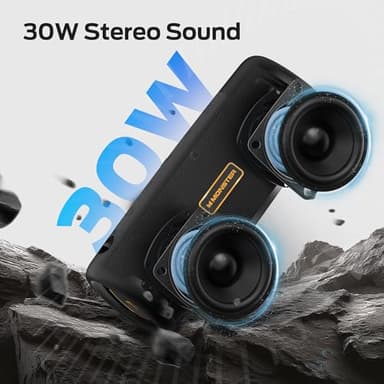 Monster S230 Portable Bluetooth Speaker, Wireless Speaker with 30W Loud Stereo Sound, Wireless Stereo Pairing, 24H Playtime, Bluetooth 6.0 Supports TF Card, AUX for Outdoor/Home/Party - Image 2