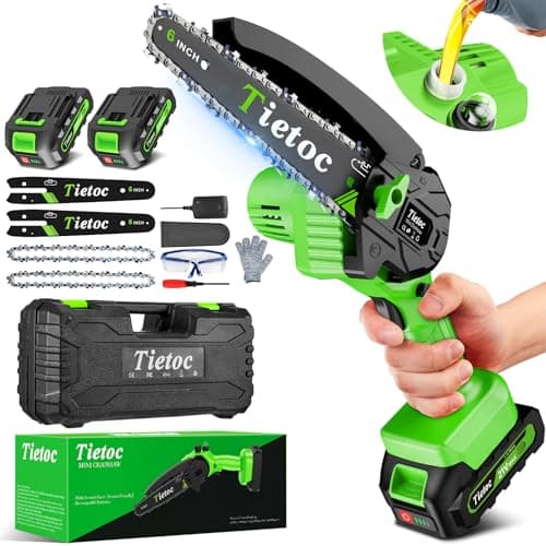 Tietoc Mini Chainsaw 6 Inch with 2 Batteries, Electric Saw Gifts for Men Dad Husband Gardener, Cool Gadgets for Men 2025, Mens Gifts for Fathers Birthday, Perfect Gifts Idea for Mothers Mom Women - Image 1
