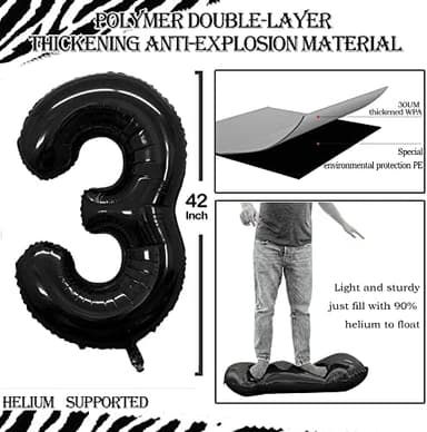 GOER Number 30 Balloons for 30th Birthday Party Decorations,42 Inch Jumbo Foil Helium Balloons for 30th Anniversary (Black - Image 4