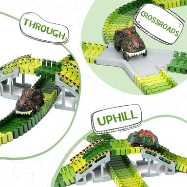 Dinosaur Toys,Create A Dinosaur World Road Race,Flexible Track Playset and 2 pcs Cool Dinosaur car for 3 4 5 6 Year & Up Old boy Girls Best Gift - Image 5