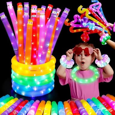 Urchoice 24PACK Light Up Glow Sticks, LED Pop Tubes for Kids Party Supplies - Ideal for Party Decorations, Birthday Giveaways and Holiday Celebrations - Toddlers Goodie Gift Bag Stuffer Fillers - Image 1