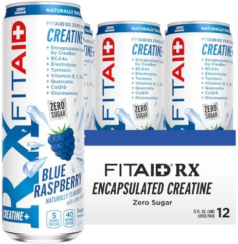 Lifeaid Fitaid Rx + Creatine Drink, Blue Raspberry, Zero Sugar, Vegan, Kosher, Keto Friendly, Gluten Free, 12 Fluid Ounce (Pack of 12) - Image 1