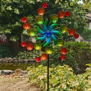 COOZZYHOUR 39" Metal Wind Spinners, Wind Sculptures Garden Stake,Outdoor Windmill for Yard and Garden Lawn Patio Decor - Image 2