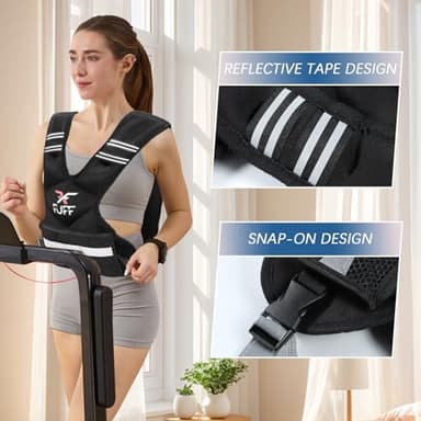 FUFF weighted vest woman 11–20 lb Unisex with 6 Weight Bags, Reflective Adjustable Weighted Vest for Walking, Exercise and Strength Training - Image 2