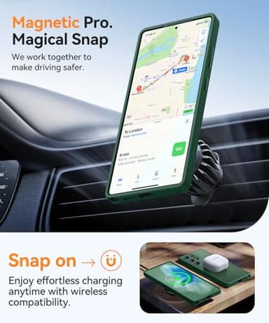 CANSHN Designed for Samsung Galaxy S25 Ultra Case (2025) [Full Camera Protection] [Compatible with Magsafe] Translucent Matte Back Protective Phone Cover, Deep Green - Image 5