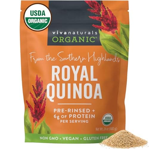 Viva Naturals Organic Quinoa,24 oz (1.5 lb)-Gluten Free and Vegan Complete Plant Protein,Easy to Use Source of Fiber and Iron,USDA Organic and Pre Washed,Non-GMO Whole Grain Rice and Pasta Substitute - Image 1