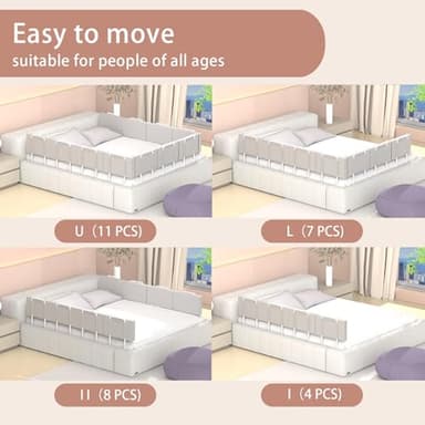 Bed Rail, Bed Rail for Toddlers, Kid, Adult, 78.7" Bed Side Rails for Full, Queen, King, Twin, Bunk, Dorm Beds to Prevent Falls, Bed Rails Can be Flexibly Combined, Easy Installation (Gray, 4 Packs) - Image 4