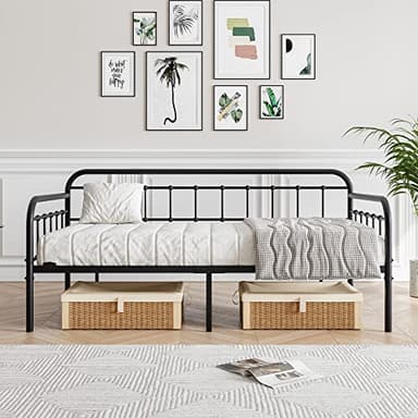 JURMERRY Metal Daybed Frame Twin Size with Steel Slats Platform Furniture,Black… - Image 3