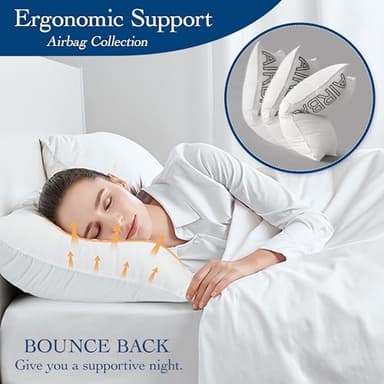 Luxury Bed Pillows Queen Size Set of 2 - Fluffy & Supportive Rebound for Side Back Sleepers - Relief Neck Pain - Hotel Premium Down Alternative Soft Pillows for Sleeping - Skin Friendly - Cooling - Image 2