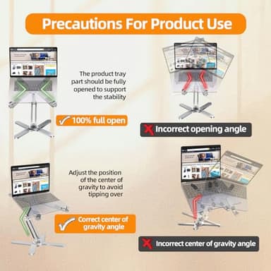 Moallia Laptop Stand with 360 Rotating Base, Computer Notebook Laptop Riser Metal Holder for Desk Collaborative Work, Fully Foldable for Easy Storage, Fits All MacBook, Laptops up to 16 inches - Image 6