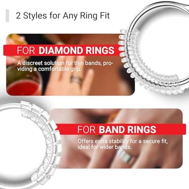 8 Sizes Ring Size Adjuster for Loose Rings - Omilly Invisible Ring Guards and Spacers, Fit Almost Any Ring Size - Ring Resizer for Men and Women Jewelry - Spiral Silicone Tightener Set- 8 Pack - Image 5