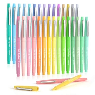 Lelix 30 Colors Felt Tip Pens, Medium Point Pastel Colored Pens, Felt Tip Markers Pens For Journaling, Writing, Note Taking, Planner Coloring, Perfect for Art Office and School Supplies - Image 1