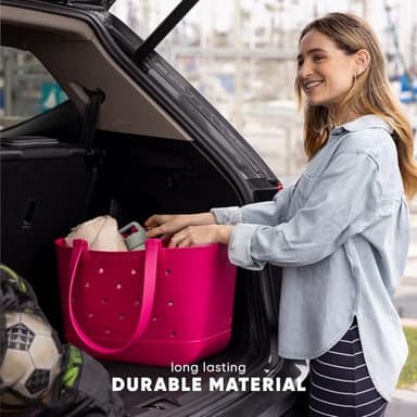 Simple Modern Extra-Large Beach Bag | Waterproof Getaway Rubber Tote with Zipper Pocket for Travel, Pool, Boat, Groceries, Sports | Almond Birch - Image 4