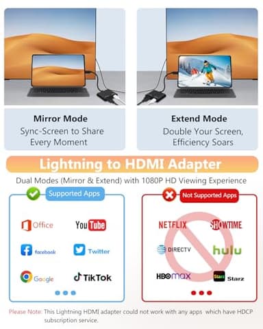 Lightning to HDMI Adapter for iPhone, [Apple MFi Certified] Digital AV Dongle,1080P Sync Screen Cable with Lightning Charging Port for iPhone, iPad to TV/Projector/Monitor No Need Power Supply - Image 3