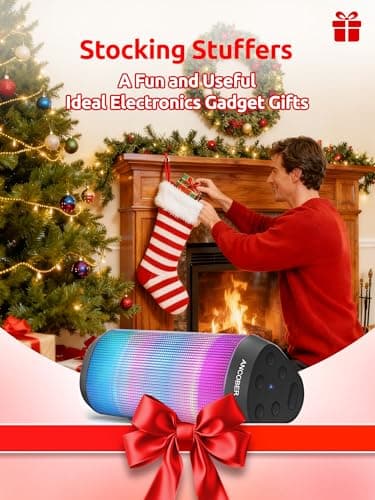 Bluetooth Speaker, Portable Wireless, Powerful Sound with Cool Lights, IPX4 Waterproof, TWS Pairing, BT5.3, for Outdoor/Indoor/Party/Shower, Electronics Gadget, Stocking Stuffers, White Elephant Gifts - Image 8