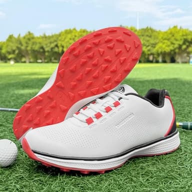Zakey Golf Shoes Men Sipkeless Golf Wears for Male Golfers Sneakers Outdoor Walking Footwears (9.5,WhiteRed) - Image 6