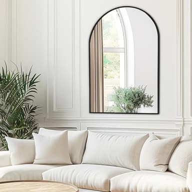 Fabuday Large Black Arch Mirror for Bathroom Wall - 26x38 Big Arched Mirror for Over Sink, Hanging Metal Framed Mirrors for Living Room, Bedroom, Entryway, Hallway Decor - Image 4