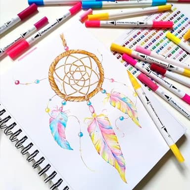 Ohuhu Markers for Adult Coloring Books No Bleeding 60 Colors Coloring Markers Water-based Dual Tips Fineliner & Brush Drawing Pens Art Pens for Kids Adults Sketch Journal - Maui - White - Image 5