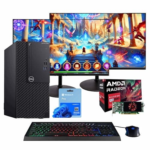Dell OptiPlex 3060 Tower PC | Intel Core i5-8500 | 32GB RAM | 250GB NVME M.2 + 1TB SSD | Nvidia RX 550 4GB | Windows 11 Pro | AX200 WiFi 6 + Bluetooth | Dual New 24” HD Monitors (Renewed) - Image 1