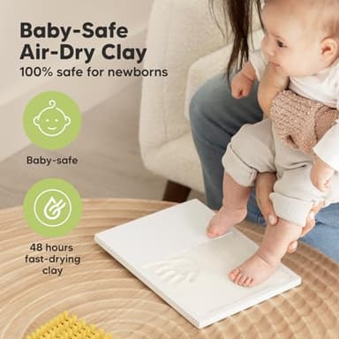 Baby Hand and Footprint Kit - Quick Dry Clay Baby Footprint Kit, Newborn Keepsake, Nursery Picture Frame for Boys, Girls, Personalized Gifts for Shower & Registry, New Mom Gift (Ash Wood) - Image 2