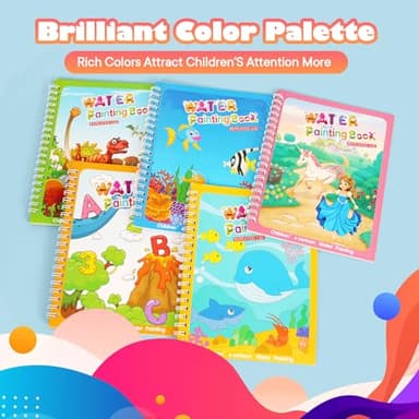 5 Pack Reusable Water Coloring Book for Toddlers, Water Doodle Book Toys, Paint with Water Books,Mess-Free Coloring Book, Portable Educational Doodle Drawing Toy, Educational Learning Kits Gifts - Image 8