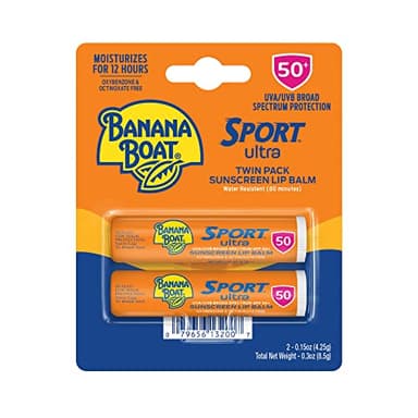 Banana Boat Sport Ultra SPF 50 Lip Sunscreen 2 Pack | SPF Lip Balm, Banana Boat Sunscreen for Lips, Beach Essentials, Beach Necessities, Summer Essentials, Sun Care, Sunblock for Lips, Twin Pack - Image 1
