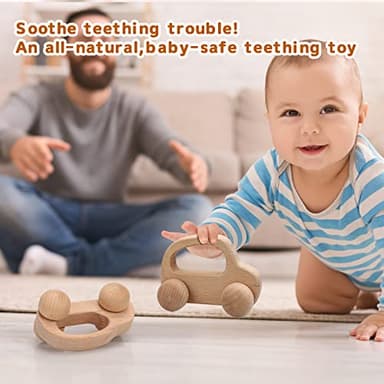 TOY Life Wooden Toys Cars, Montessori Toys for Babies 0-6-12 Months, Rattle Cars for Toddlers 1-3, Wooden Baby Toys Gift 1 Year Old, Baby Boy Girl Nursery Decor, 1 Year Old Boy Birthday Gift - Image 4