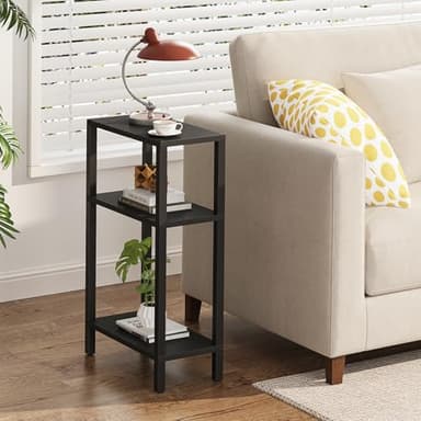 TUTOTAK Small Side Table, Narrow End Table, Skinny Sofa Table, Slim Nightstand, Couch Table, Living Room, Bed Room, Black TB01BK077 - Image 2