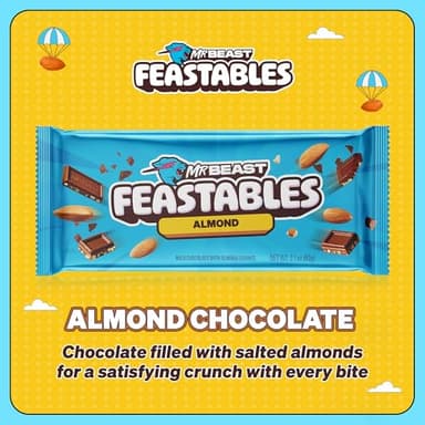 Feastables Almond Milk Chocolate KING Size Chocolate Bar, 2.1oz (60g), 10 count - Image 3