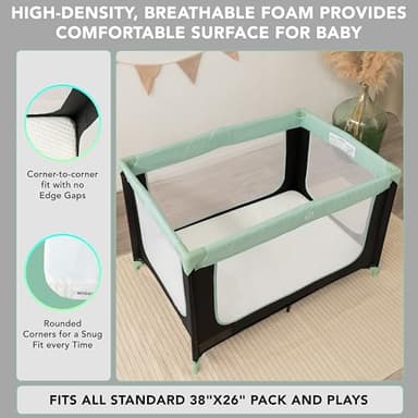 MODAURA Portable Pack and Play Mattress - 38x26x1.5in Mini Crib Mattress Pad, Waterproof Organic Bamboo Cover, Non-Slip Back, Foldable with Carry Bag - Image 7