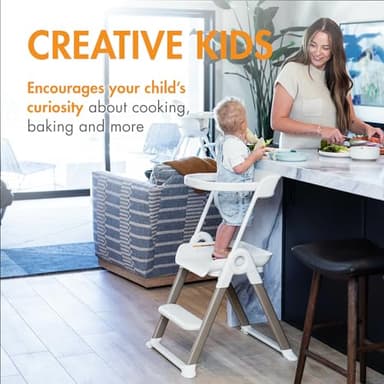 Boon Pivot Toddler Tower Kids Kitchen Step Stool - Folding Step Stool for Bathroom Sink or Kitchen Counter - CPC Certification - White - Ages 18 Months to 4 Years - Image 2