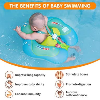 [New Upgraded] Swimbobo Baby Swimming Float Kids Inflatable Swim Ring with Safety Support Bottom Swimming Pool Accessories for 3-36 Months (Blue, XL) - Image 2